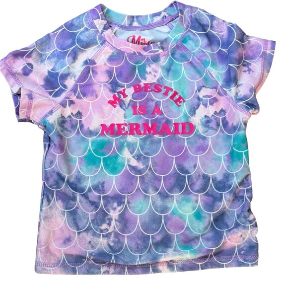 Miken Mermaids Girls "My Bestie is a Mermaid" Swim T-Shirt, Size 4T, Multi-Color - Picture 1 of 4
